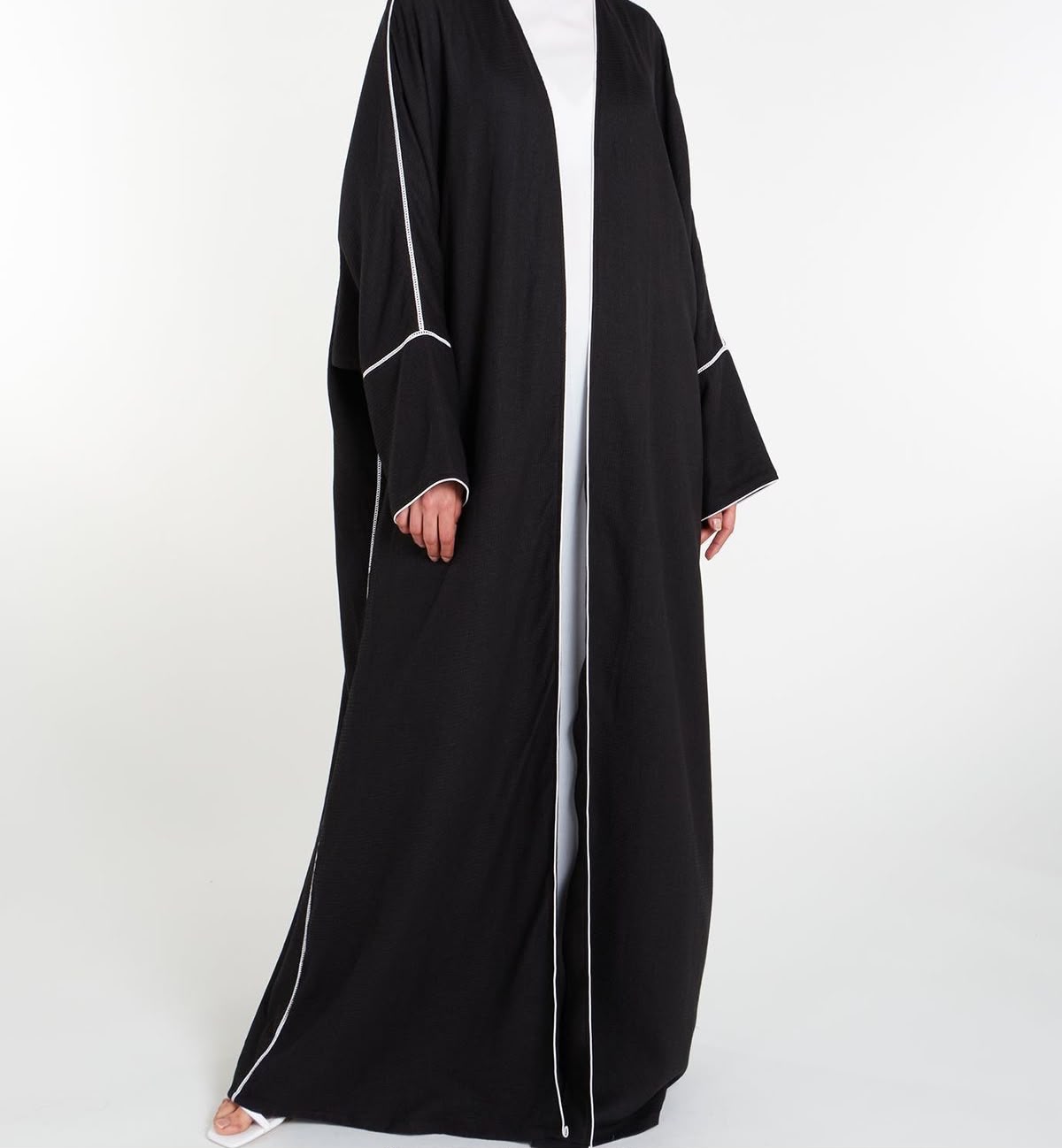 White Piping Abaya