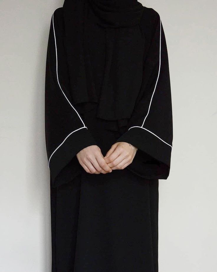 White Piping Abaya